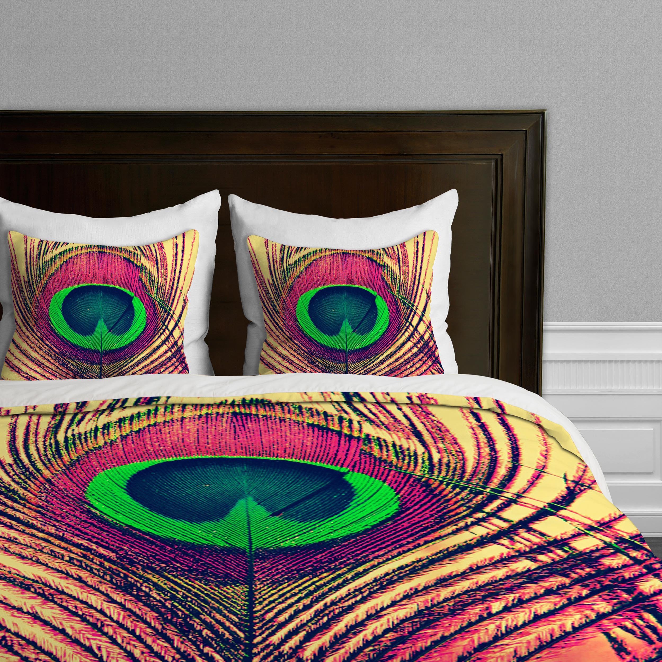 Deny Designs Shannon Clark Peacock 2 Duvet Cover Set - Twin/Twin XL Size, Vibrant Peacock Feather Print Bedding - Perfect for Kids' Rooms, Guest Bedrooms & Bohemian Decor