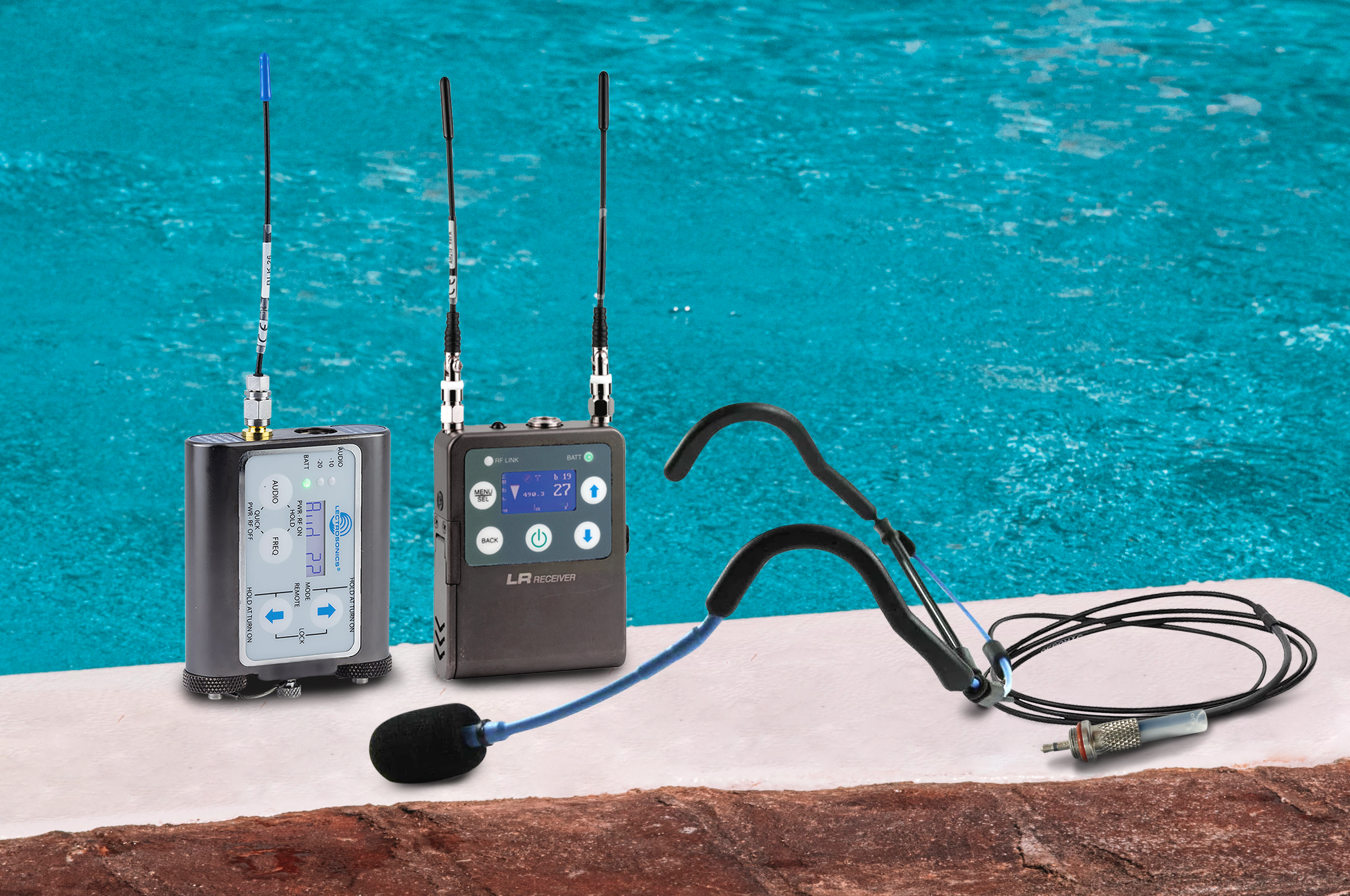 Lectrosonics Waterproof Wireless Microphone System with E-Mic Headset - Ideal for Swimming, Fitness Training & Underwater Recording
