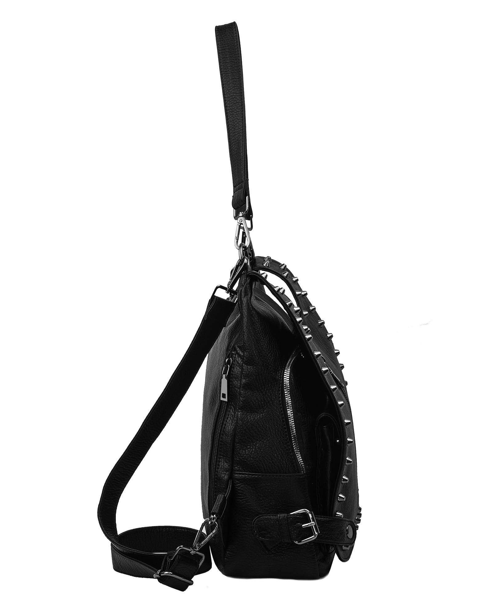 Stylish Leather Backpack Purse for Women - Convertible Crossbody Shoulder Bag with Rivet Studs | Fashion Designer Travel Bag for Work, Commute & Weekend Outings