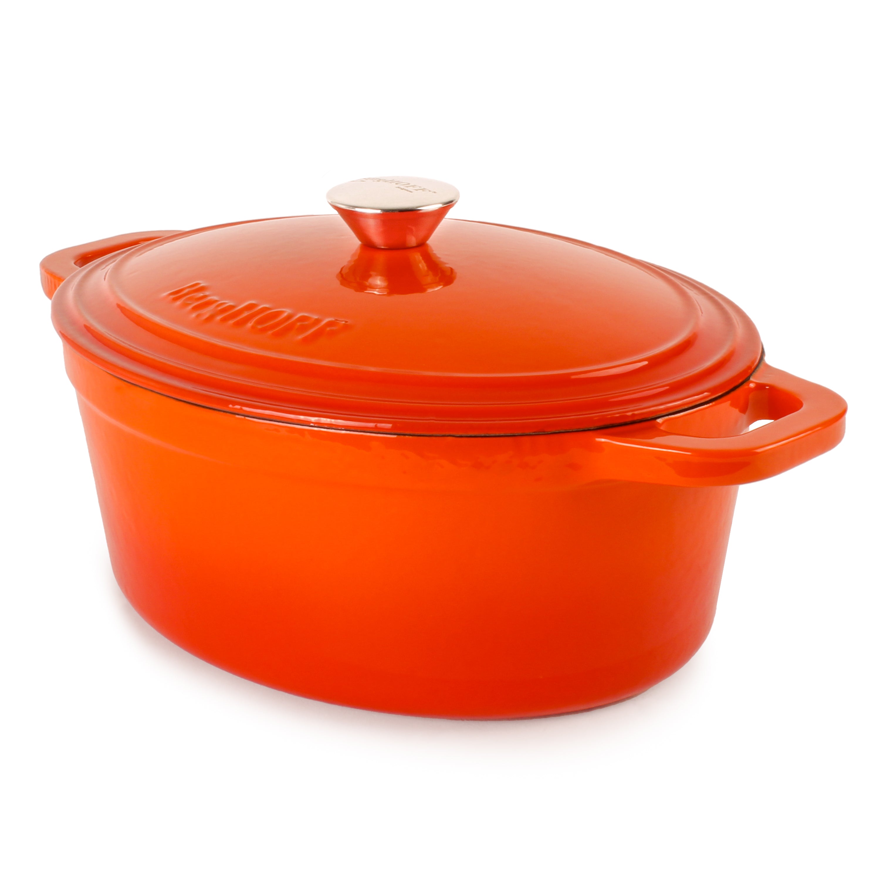 BergHOFF Neo 4-Piece Cast Iron Cookware Set with 5qt Dutch Oven & 8qt Skillet - Orange Enameled Cookware for Stovetop, Oven & Camping - Perfect for Braising, Frying & Slow Cooking