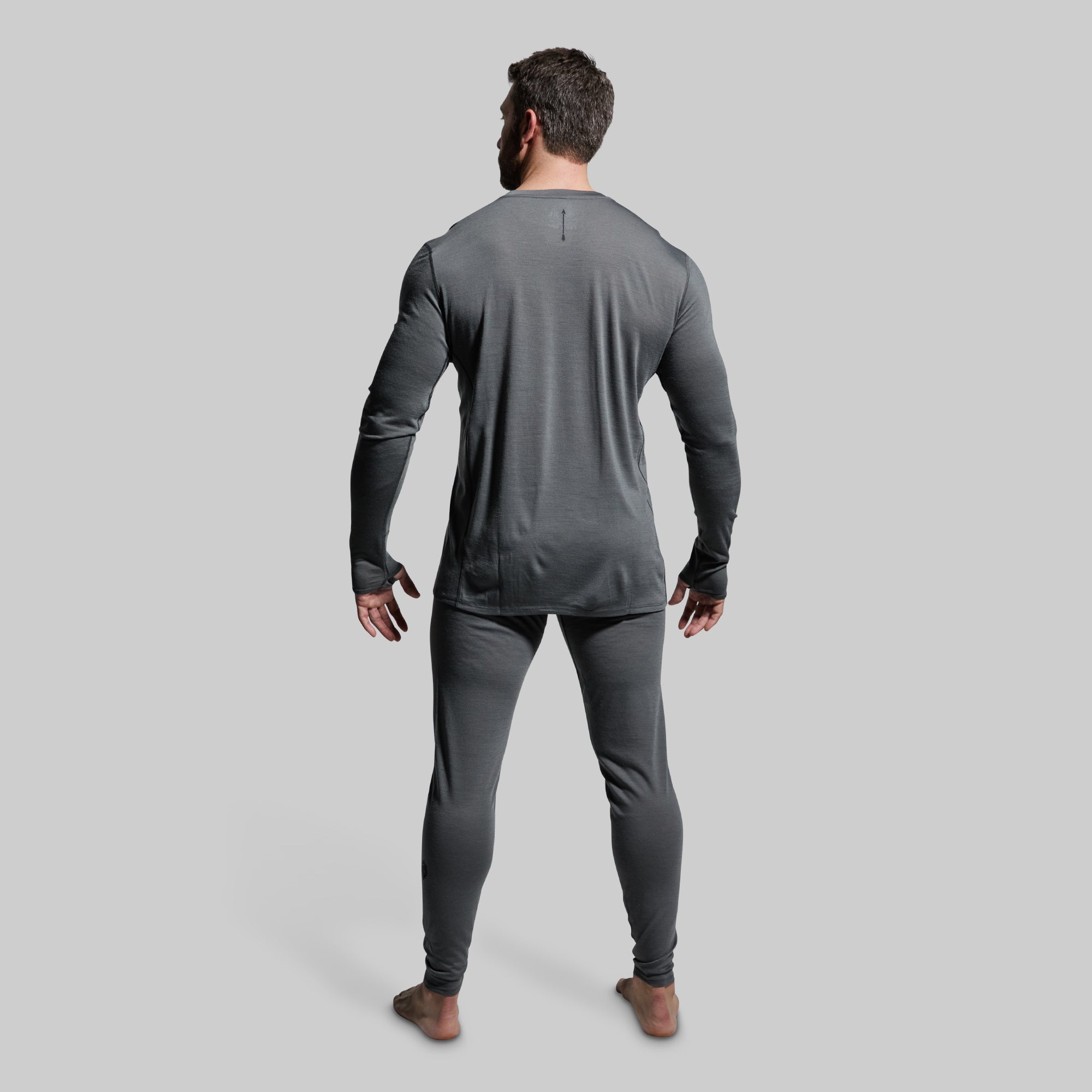 Men's Ridgeline Base Layer Top - Thermal Underwear Shirt for Cold Weather - Wolf Grey - Perfect for Hiking, Skiing & Outdoor Activities