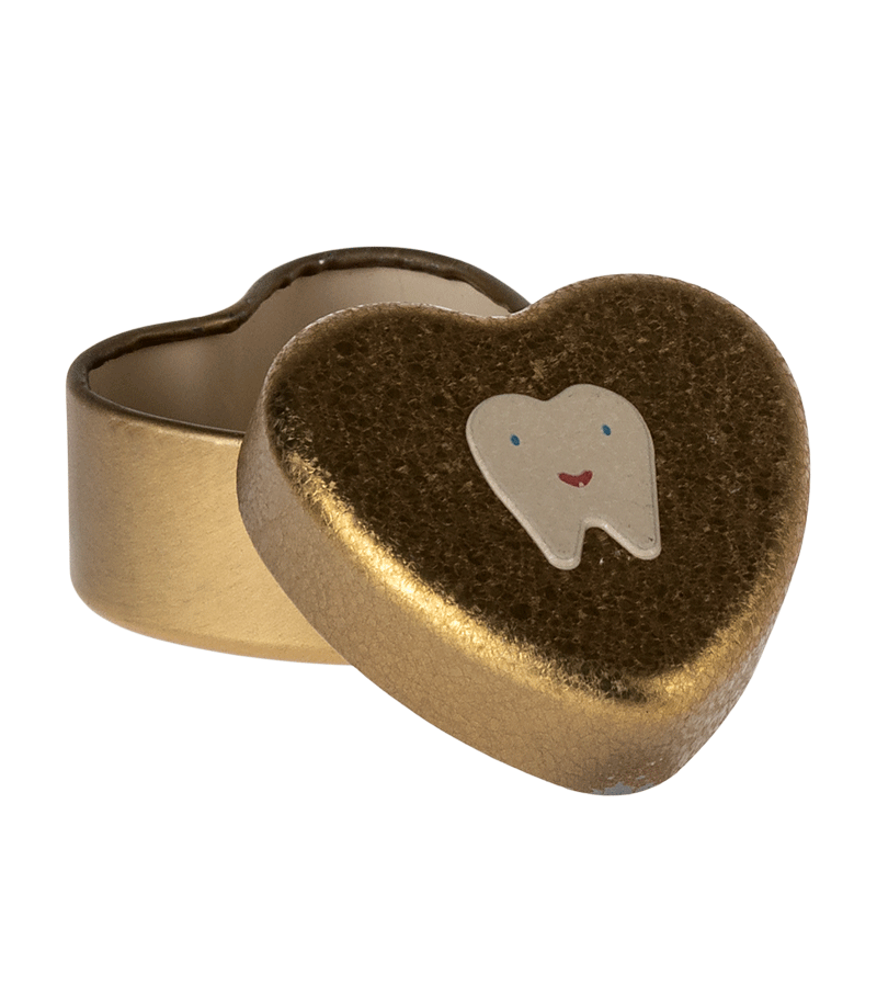 Maileg Small Gold Tooth Fairy Tin Box - Keepsake Holder for Baby Teeth & Memories | Perfect for Tooth Fairy Gifts, Nursery Decor & Childhood Mementos