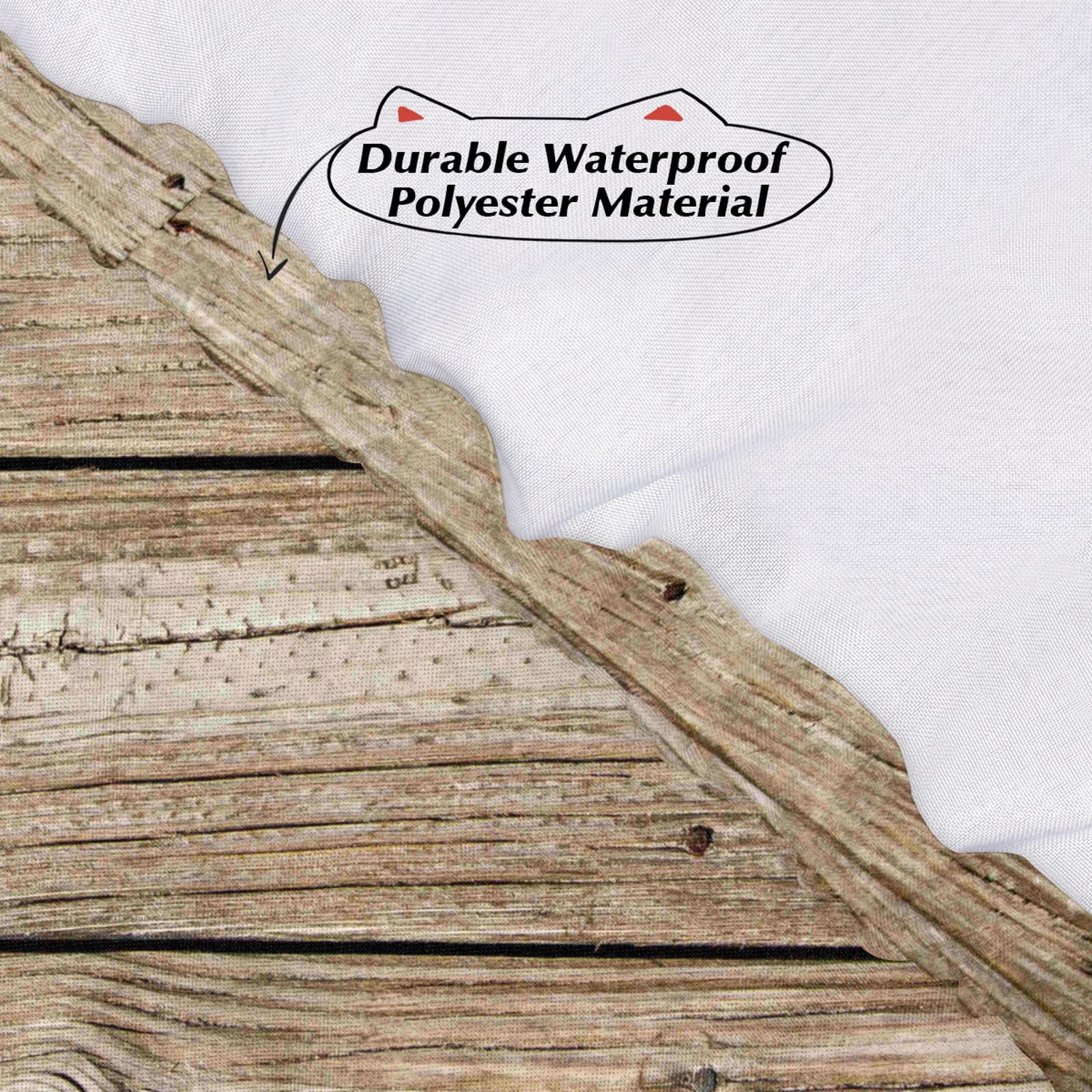 Stylish Waterproof Wooden Beach Tablecloth with Elastic Edge - 34x34 Inch Wipeable Square Table Cover for Dining, Kitchen, Party, Indoor & Patio Use | Summer Ocean-Themed Decor for Picnics & Outdoor Gatherings