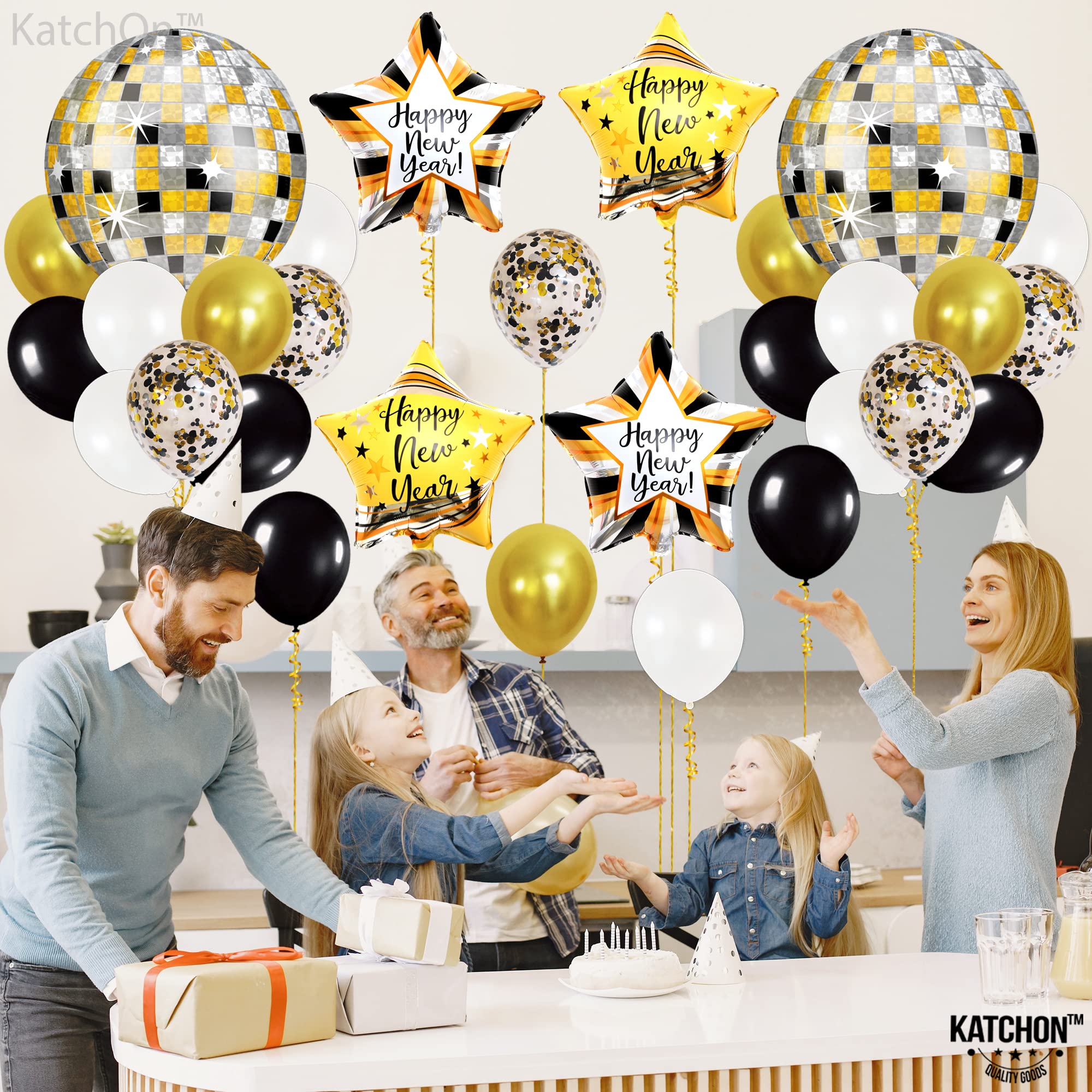 KatchOn 2025 New Year Balloons Set - 38-Piece Party Decorations for New Year's Eve Celebration | Happy New Year Decor, NYE Balloons for Home & Party Supplies | Perfect for Countdown, Photo Backdrops & Festive Decorations