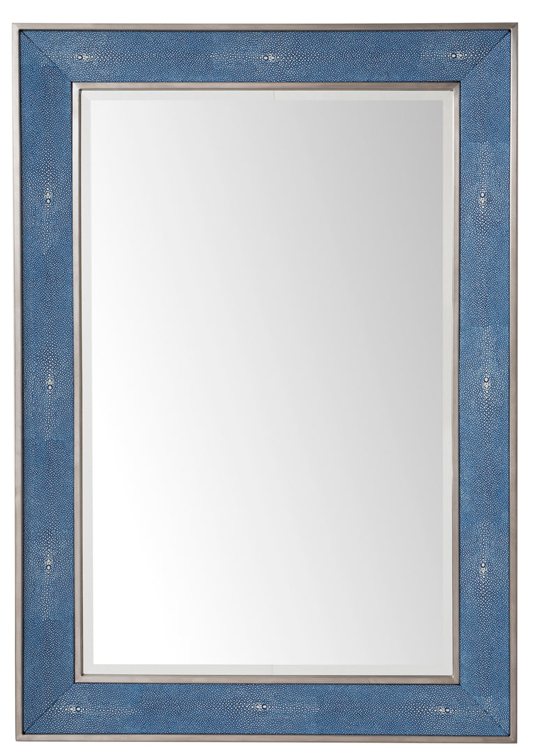 Element 28 Mirror - Silver Frame with Delft Blue Accents - Perfect for Living Room, Bedroom or Bathroom Wall Decor