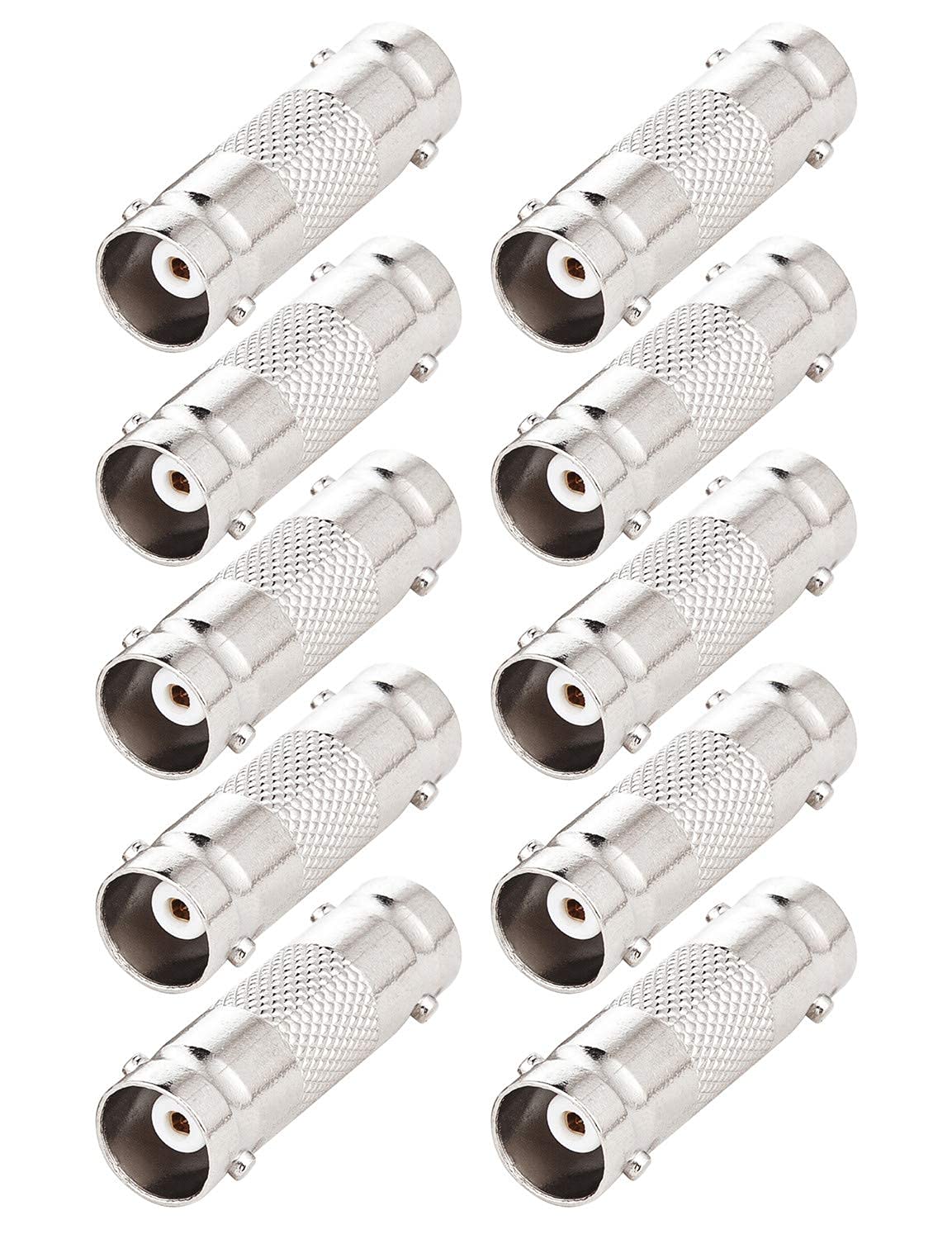 10-Pack BNC Female to Female Barrel Connector Adapters - CCTV Security Camera RF Cable Extenders for Surveillance System Installation & Maintenance