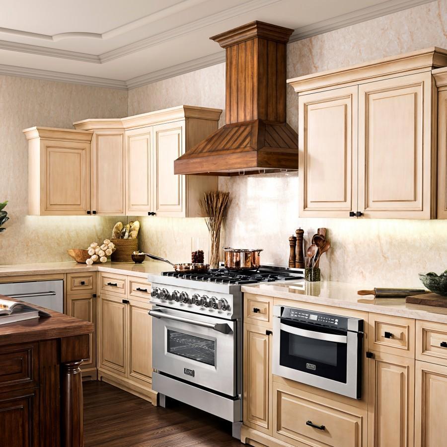 ZLINE Rustic Light Wooden Wall Mount Range Hood - Modern Kitchen Ventilation for Home Cooking & Smoke Removal - Perfect for Farmhouse & Rustic Style Kitchens