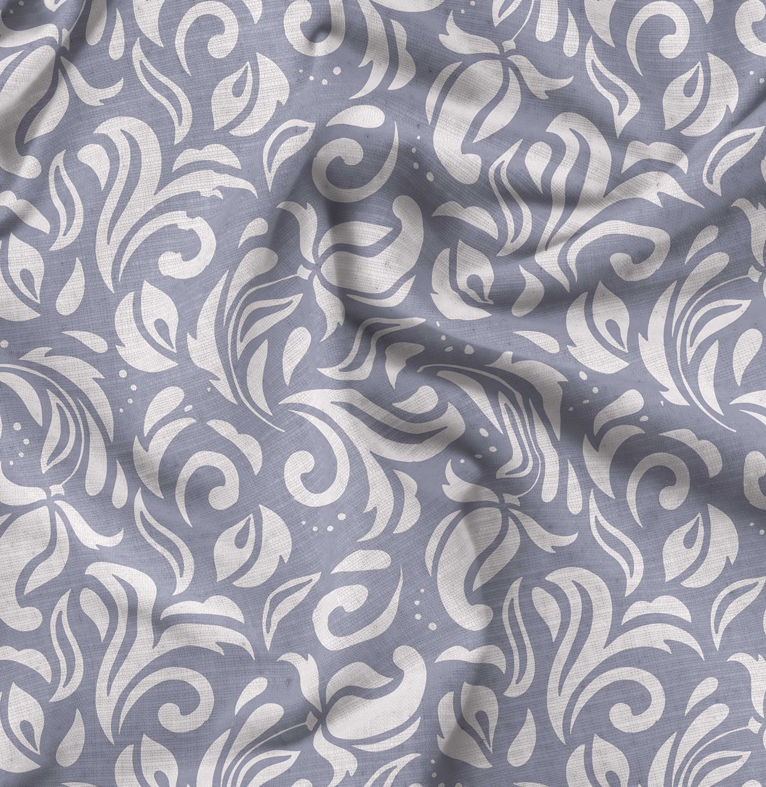 Soimoi Moss Georgette Gray Fabric by The Yard - 42 Inch Wide Filigree Damask Print Material for Dresses, Curtains & DIY Projects - Elegant Printed Fabric for Sewing & Crafting