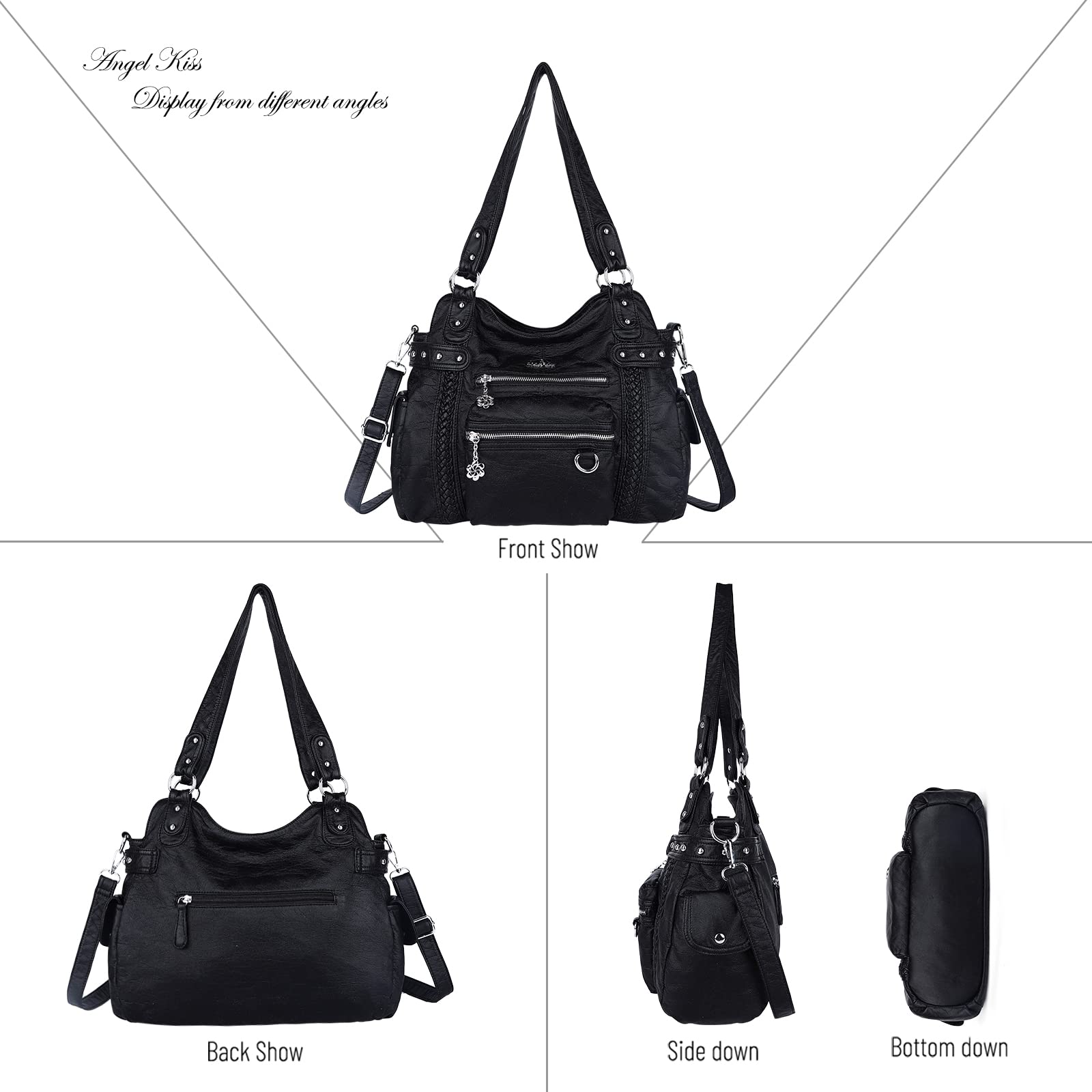 Angel Kiss Hobo Handbags for Women - Soft PU Leather Shoulder Bags & Ladies Purses - Perfect for Work, Travel and Everyday Use