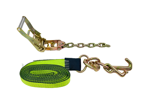 2-Pack Heavy Duty 12' Ratchet Straps with RTJ Cluster Hooks & Chain Tail - 4,400 lbs Break Strength - Secure Cargo for Trucks, Trailers & Moving (Ideal for Towing, Hauling & Transport)