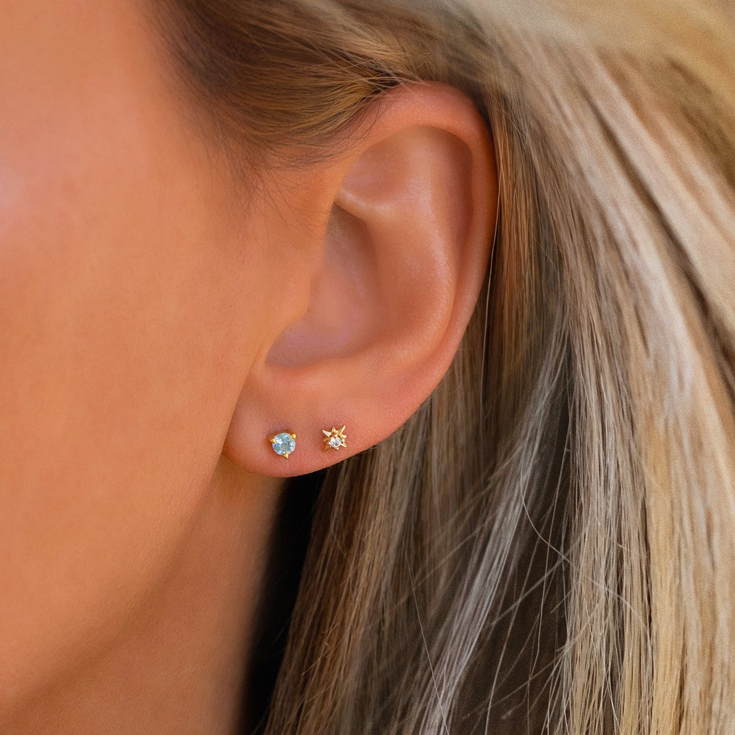 10K Gold Starburst Stud Earrings with CZ Stones – Elegant & Sparkling Jewelry for Women, Perfect for Parties, Weddings & Everyday Wear