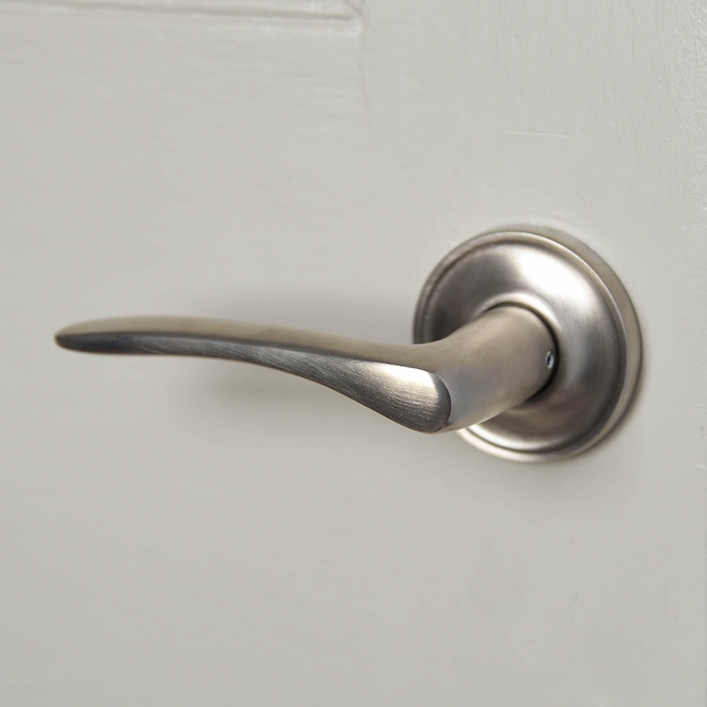 Premium Satin Nickel Oaken Lever Door Handles with Concealed Rose - Modern Interior Door Hardware for Bedroom, Bathroom & Closet Doors