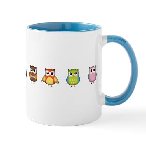White/Blue Inside - Cute And Colorful Owls Mug