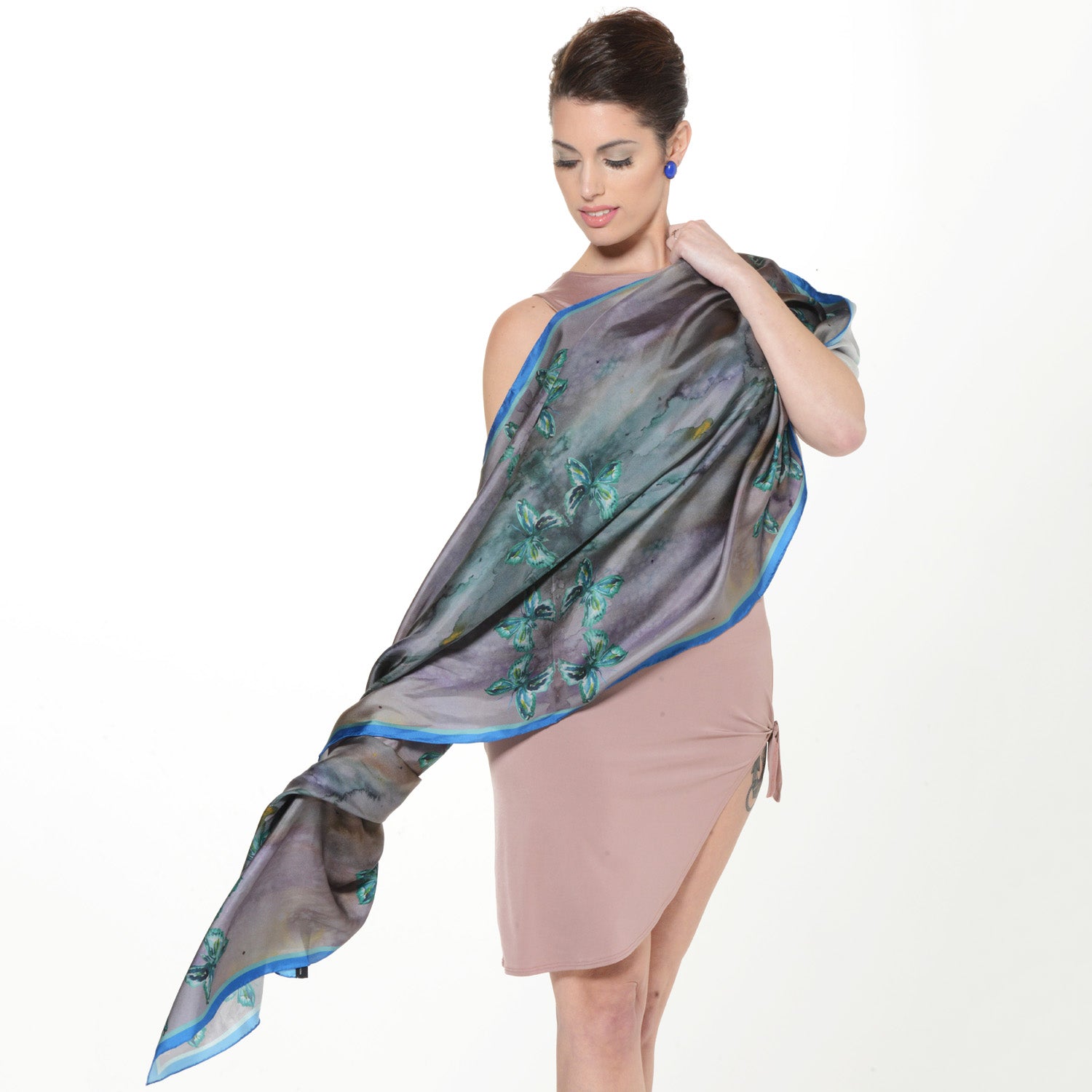Elegant Long Silk Scarf with Spring Wings Design - Perfect for Women's Fashion Accessories, Office Wear, and Special Occasions