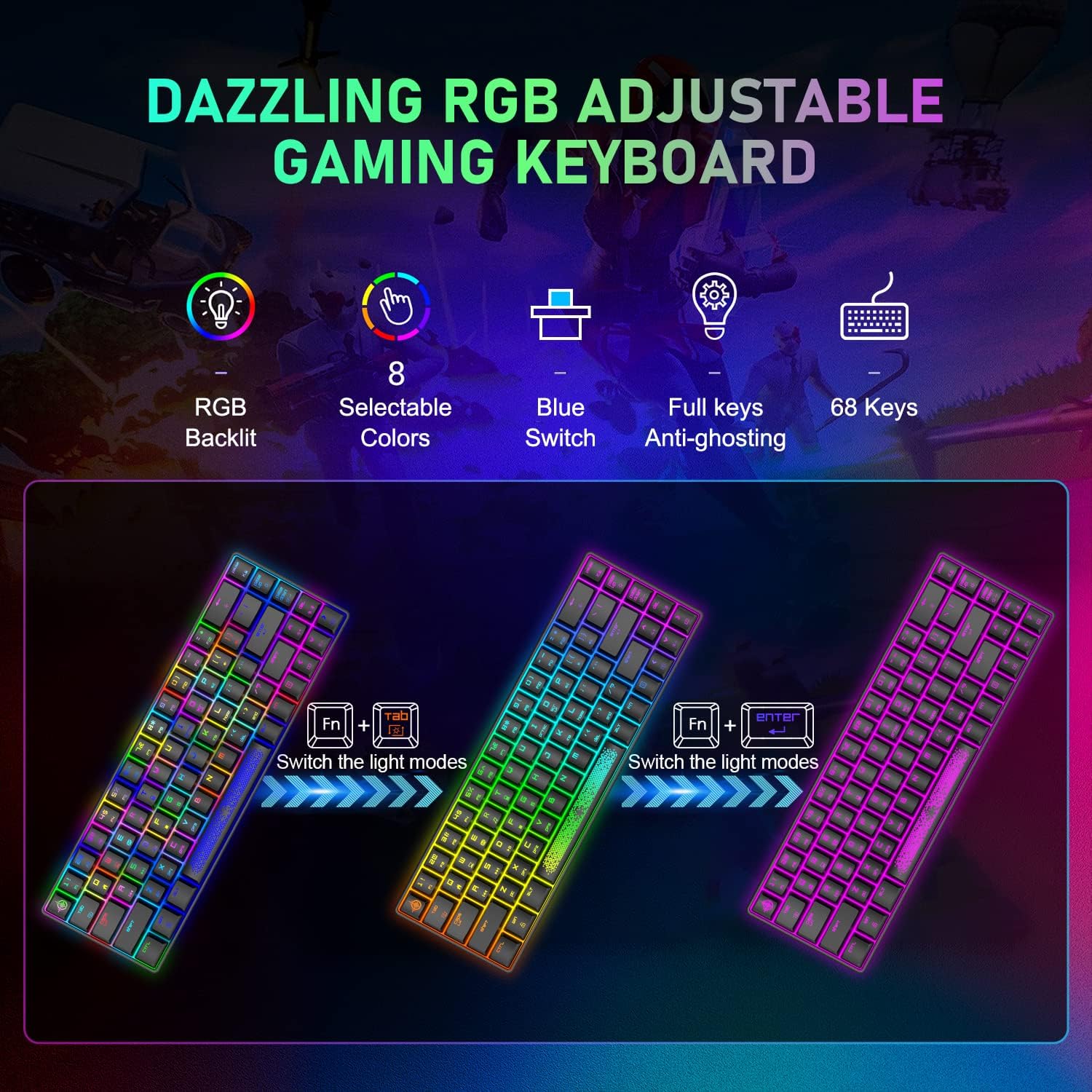 LexonElec KM614 65% RGB Mechanical Keyboard & Mouse Combo for Gaming & Office