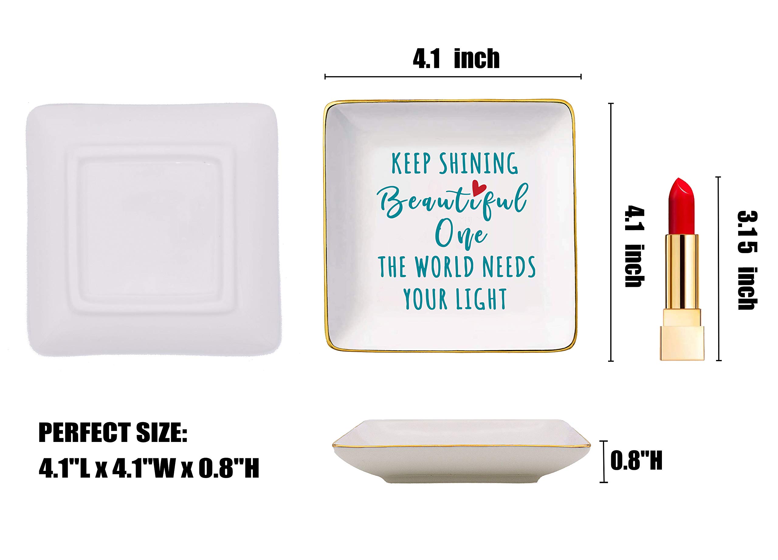 Inspiring Ceramic Jewelry Holder & Ring Dish - Elegant Trinket Tray for Women | Perfect Gift for Best Friends, Sisters & Daughters | Birthday & Christmas Present | Home Decor & Vanity Organizer