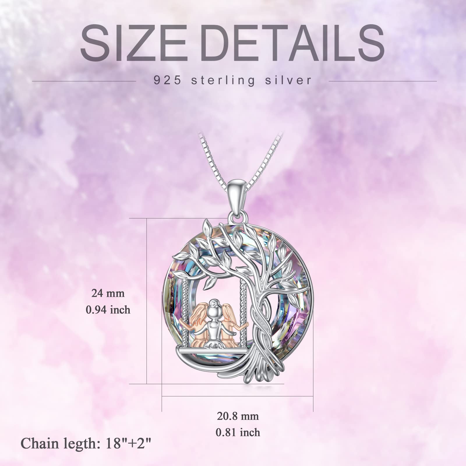 TOUPOP 925 Sterling Silver Tree of Life Necklace for Sisters - 2/3/4 Sisters Jewelry with Crystals - Meaningful Birthday, Mother's Day & Friendship Gift for Women, Daughters & Friends - Perfect for Family Reunions, Sister Bonding & Special Occasions