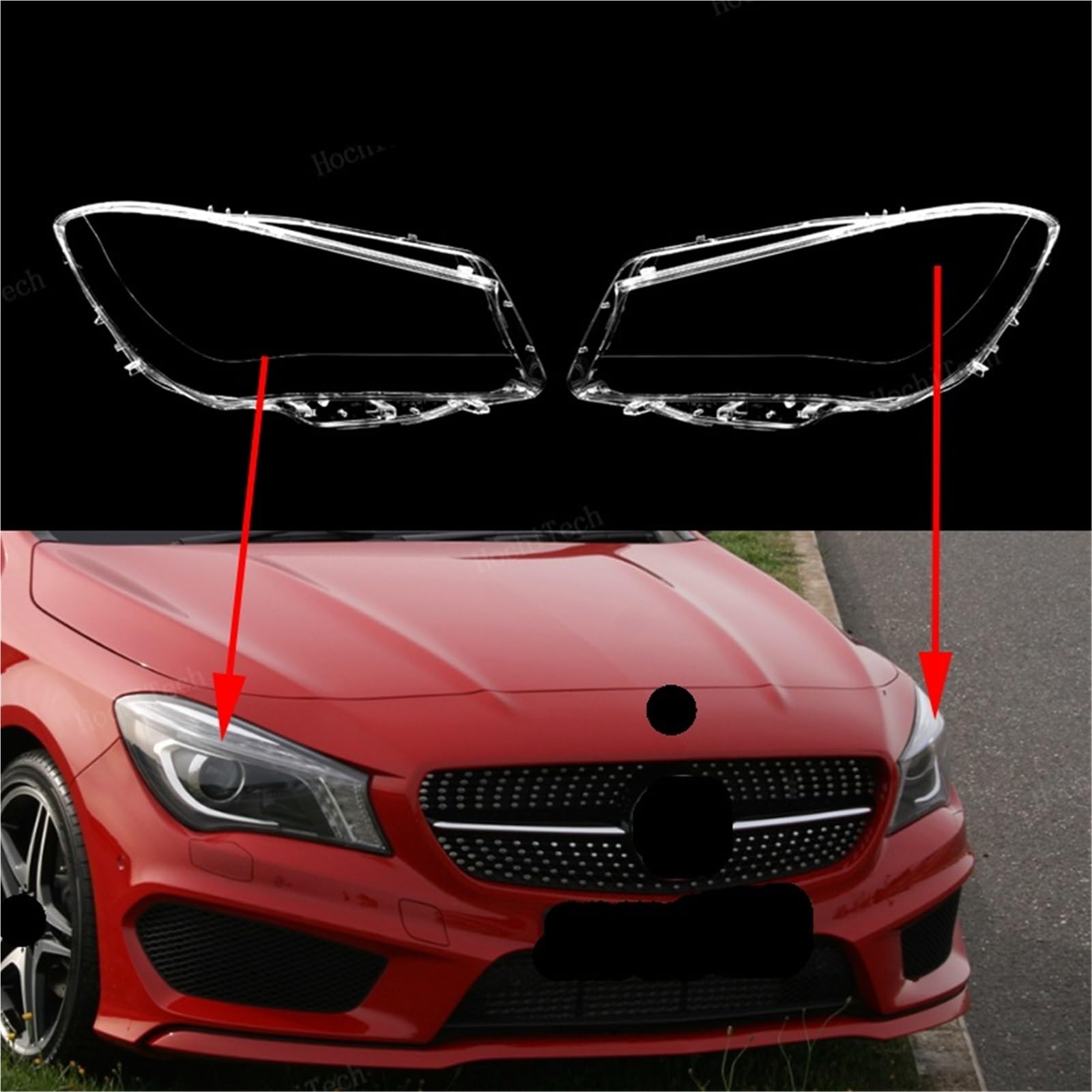 Mercedes-Benz CLA C117 W117 Headlight Cover Set (2013-2016) - Durable Front Headlight Lens Housing Replacement for Pre-Facelift Models - Left & Right Pair - Perfect for Night Driving & Car Restoration Projects