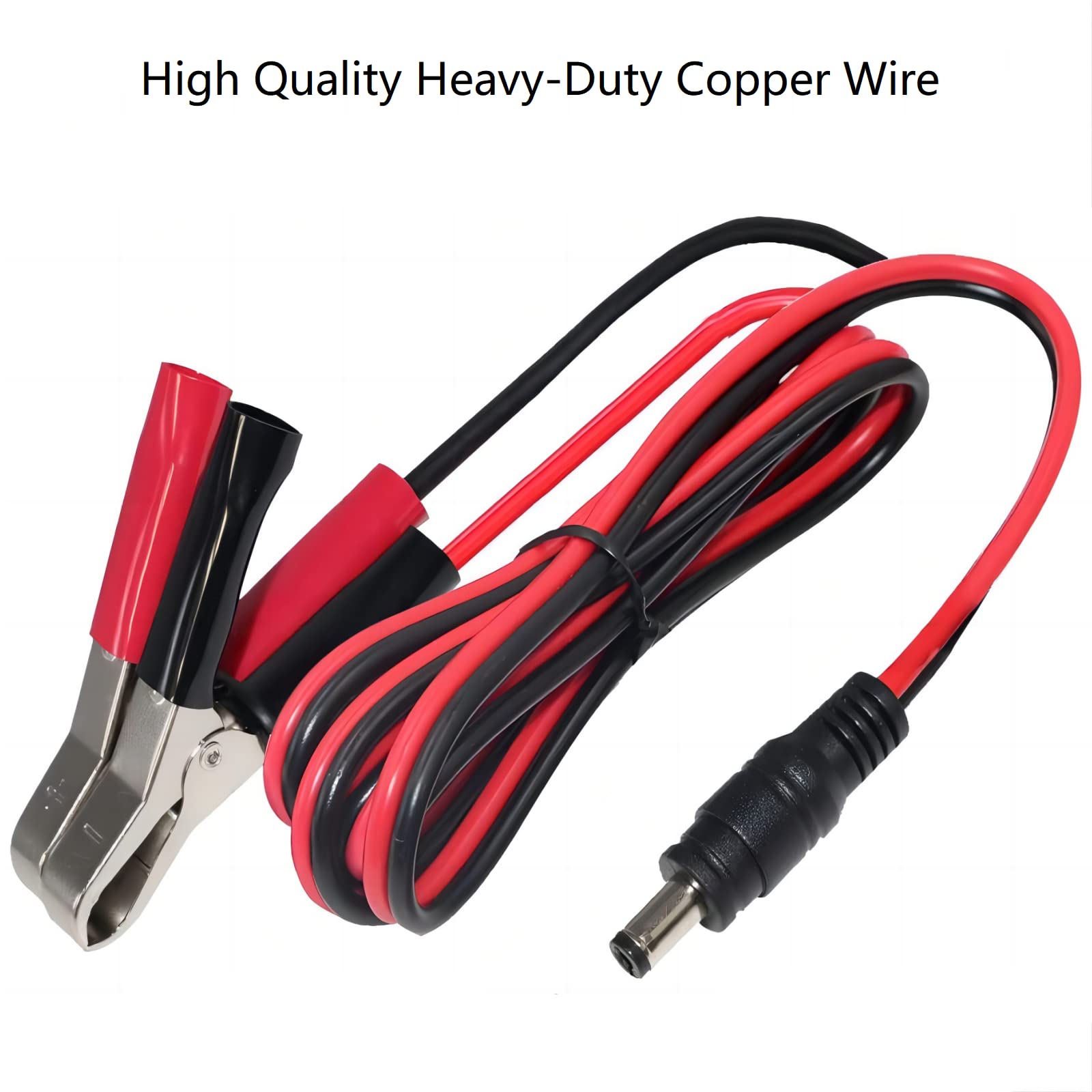 KUNCAN DC 5.5x2.1mm Male to Alligator Clips 12V Battery Charger Cable - 5FT Heavy Duty Extension Cord for Car Battery Charging, Power Supply, Auto Accessories & DIY Electronics Projects
