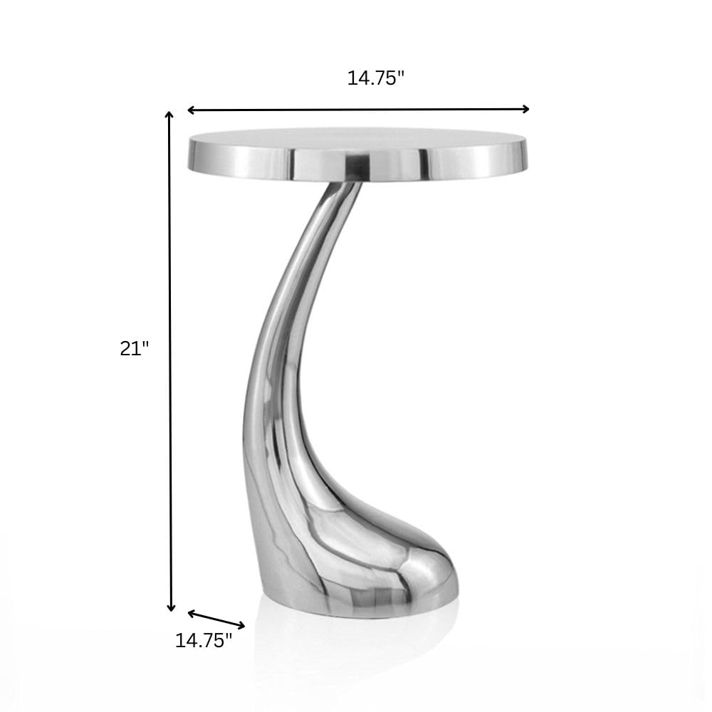 Modern Silver Aluminum Round Accent Table - 14.75