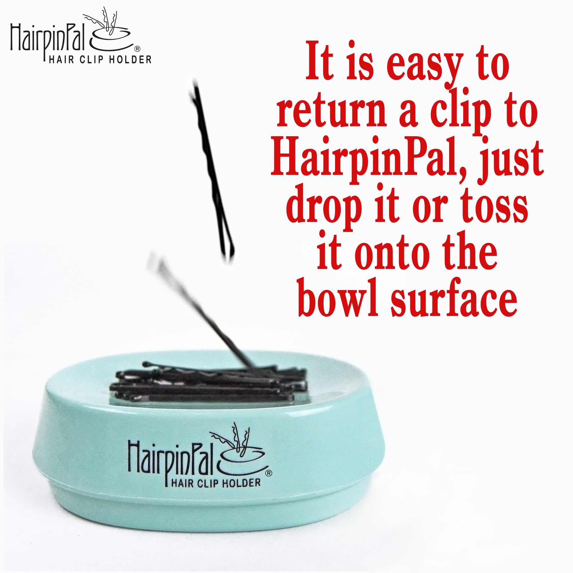 HairpinPal Magnetic Bobby Pin Holder - Strong Magnetic Hair Clip Organizer for Bobby Pins & Hair Accessories - Keeps Bathroom & Vanity Tidy - Made in USA (Sea Foam Teal) - Perfect for Home, Salon & Travel Use