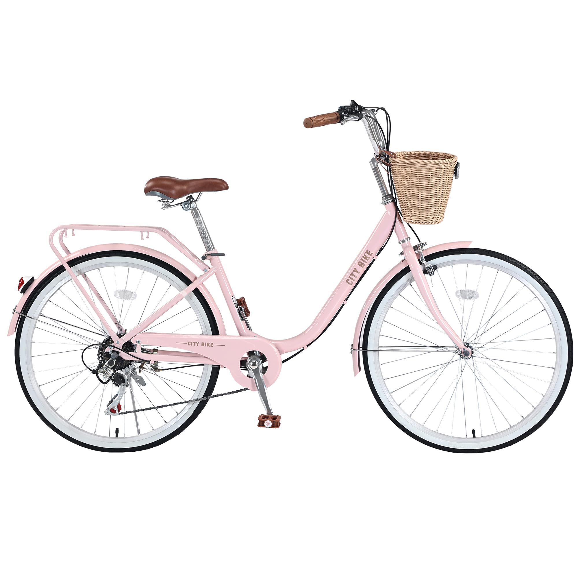 22/26 Inch Women's Beach Cruiser Bike - 7-Speed Hybrid City Bicycle for Women & Men, Commuter Bike for Adults, 4 Color Options - Perfect for Beach Rides, City Commuting & Leisure Cycling