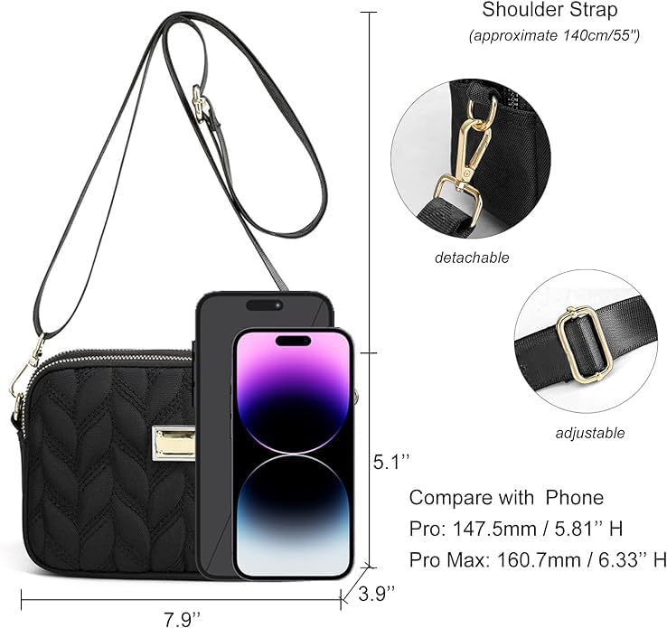 LassZone Women's Crossbody Bag with Multiple Pockets - Waterproof Nylon Shoulder Purse for Phone, Wallet & Essentials - Perfect for Travel, Shopping & Daily Use