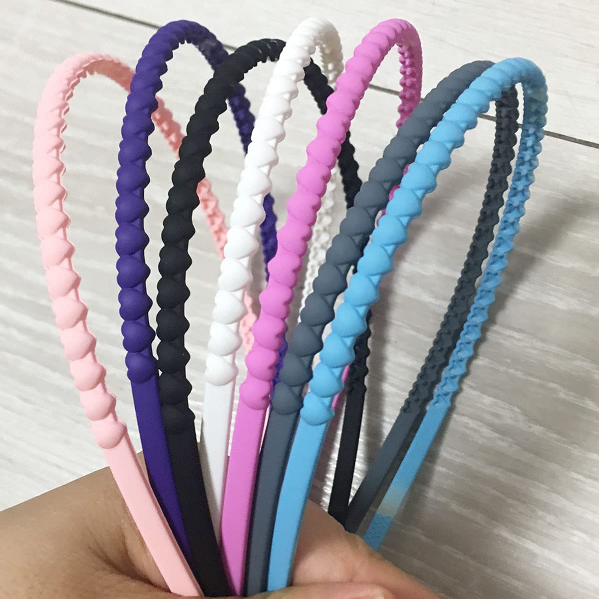 Yazon 12-Pack Heart Plastic Headbands for Girls & Women - Thin Hard Hairbands with Teeth for Kids & Teens - Skinny Hair Accessories for School, Parties & Daily Wear