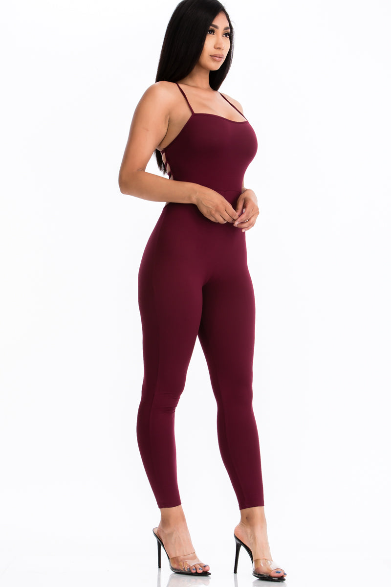 Sexy Criss Cross Open Back Bodycon Jumpsuit for Women - Slim Fit Stretchy Romper with Deep V Neckline - Perfect for Night Out, Club Wear, Date Night and Party Outfits