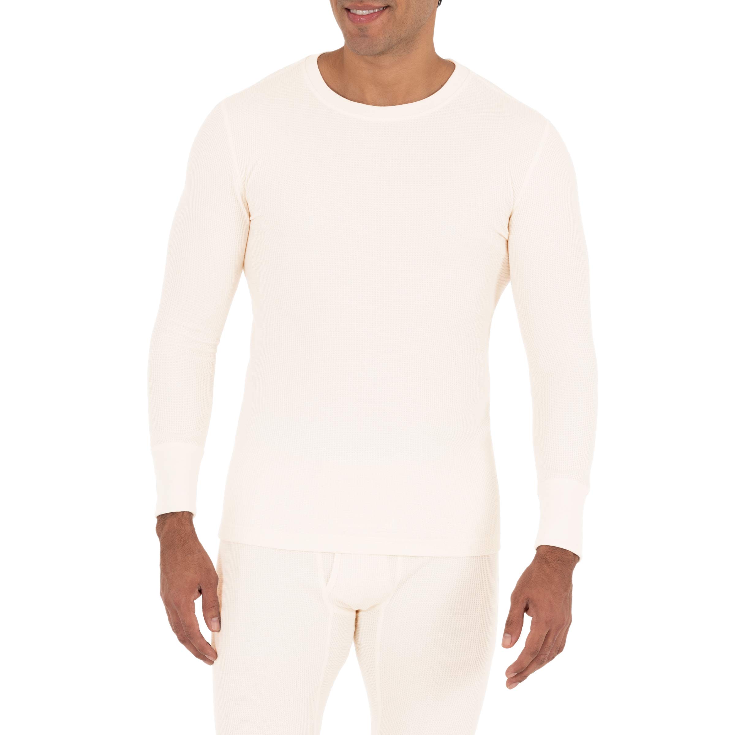 Fruit of the Loom Men's Eco-Friendly Recycled Waffle Thermal Underwear Crew Neck Top - 1 Pack & 2 Pack Options - Warm Base Layer for Winter, Outdoor Activities & Cold Weather Workouts