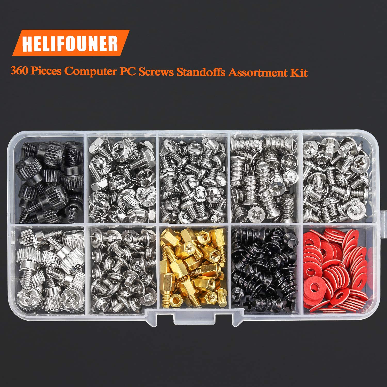 360-Piece Computer Standoffs & Screws Assortment Kit - Motherboard, Hard Drive, Case, Fan & GPU Mounting Hardware - Perfect for PC Building & Repair