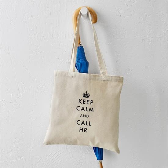 Keep Calm And Call HR Tote Bag - Natural Canvas Reusable Shopping Bag for Work, Office & Groceries | Eco-Friendly Cotton Tote with HR Humor