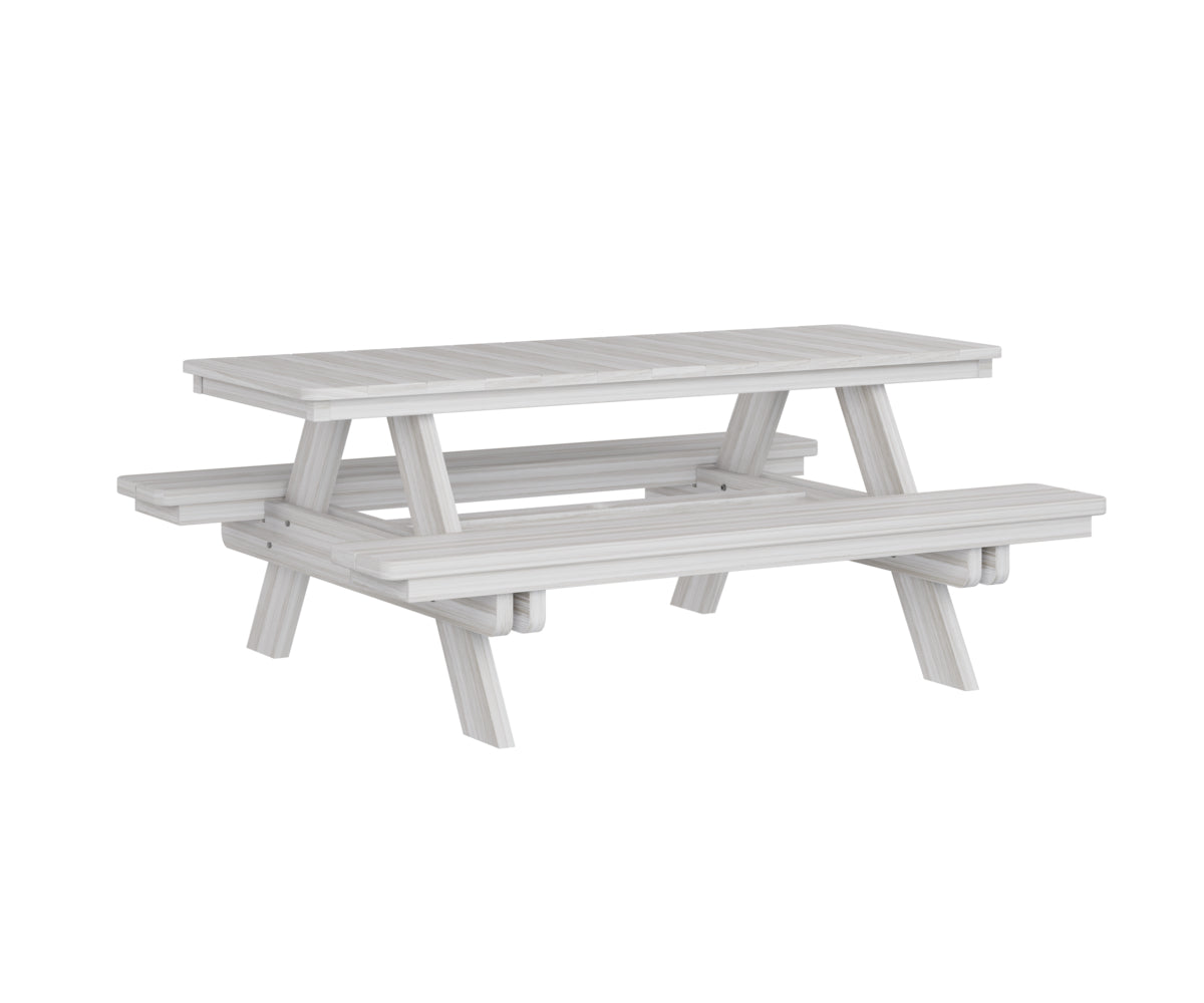 Berlin Gardens Rectangular Picnic Table - Outdoor Dining Set for Patio, Backyard, and Park - Heavy Duty Weather-Resistant Wooden Picnic Bench with Umbrella Hole