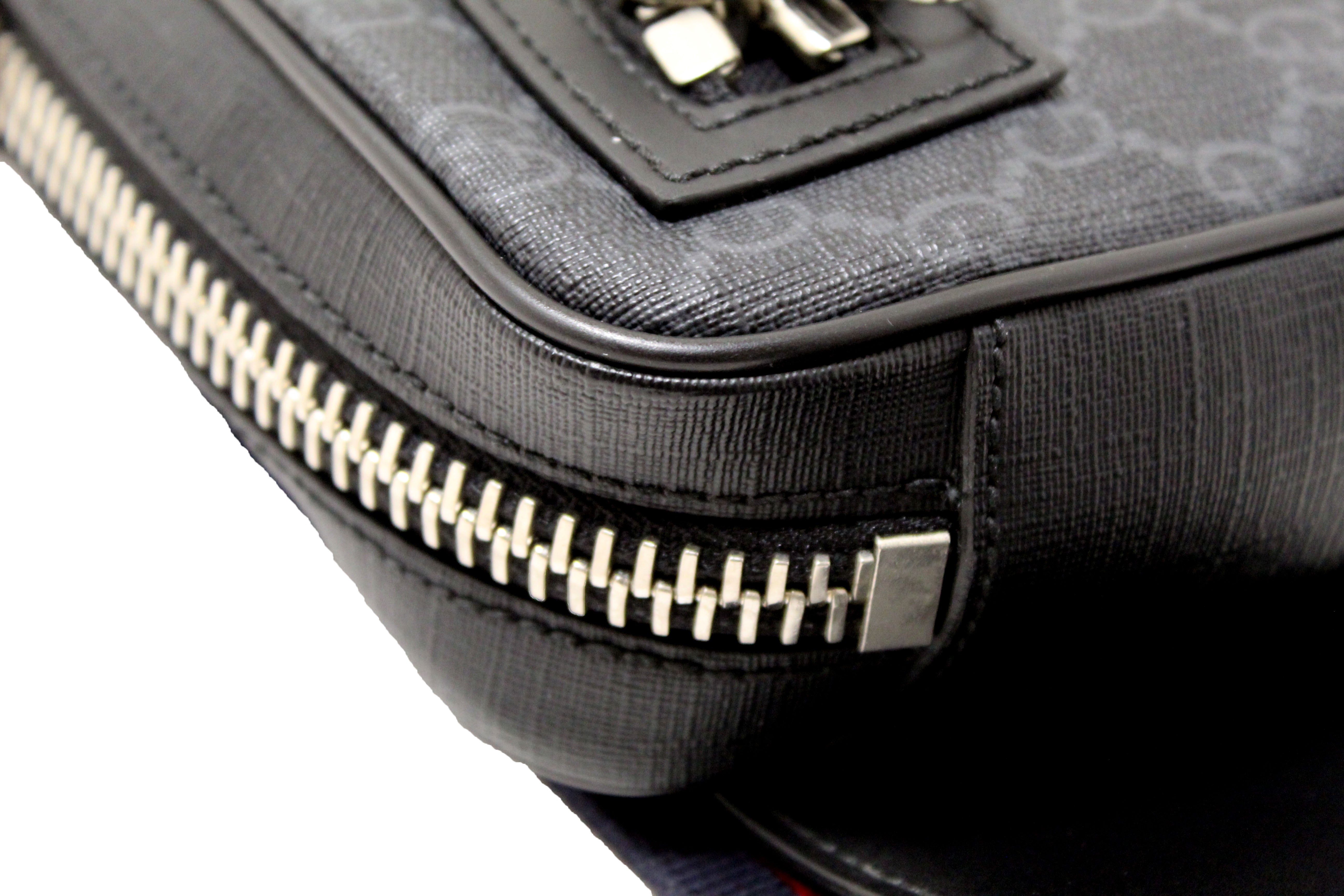 Authentic Gucci GG Supreme Canvas Belt Bag - Black & Grey Crossbody Bag 474293 | Luxury Waist Pack for Women, Men | Perfect for Travel, Concerts & Everyday Use