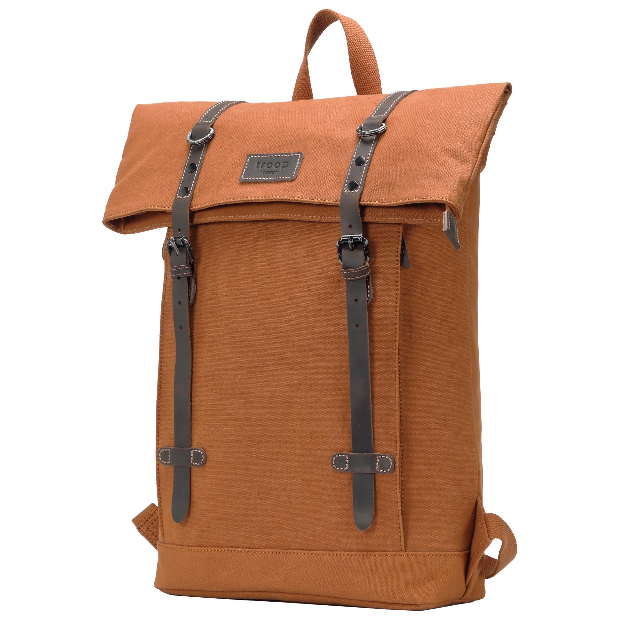 TRP0425 Troop London Heritage Canvas 15 Inch Laptop Backpack - Waterproof Smart Casual Daypack with Foldable Top for Work, School & Travel | Durable Business & College Backpack