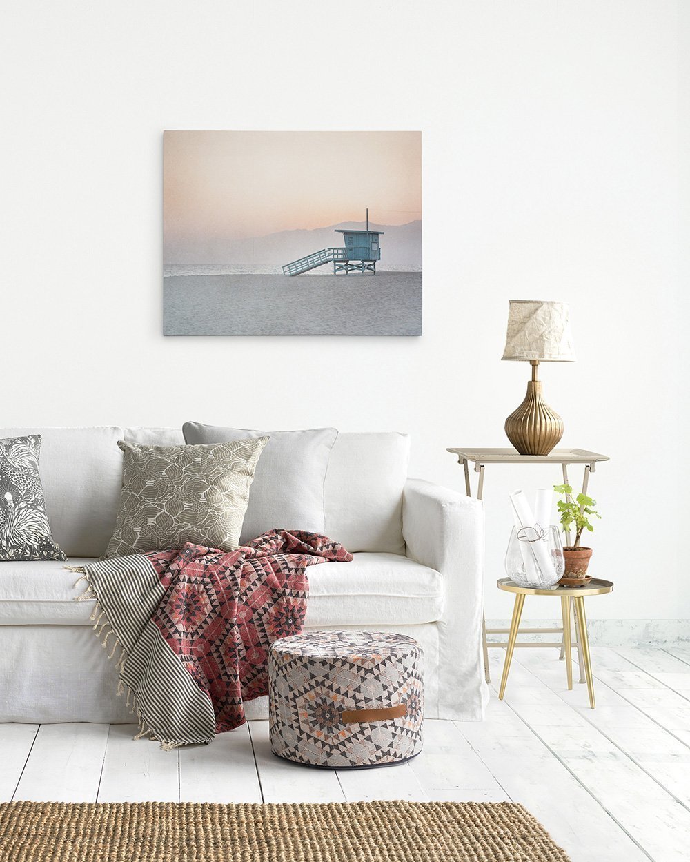 Lifeguard Tower Canvas Art Print - 24x30 Inch Beach Wall Decor for Coastal Home, Office & Vacation Rental