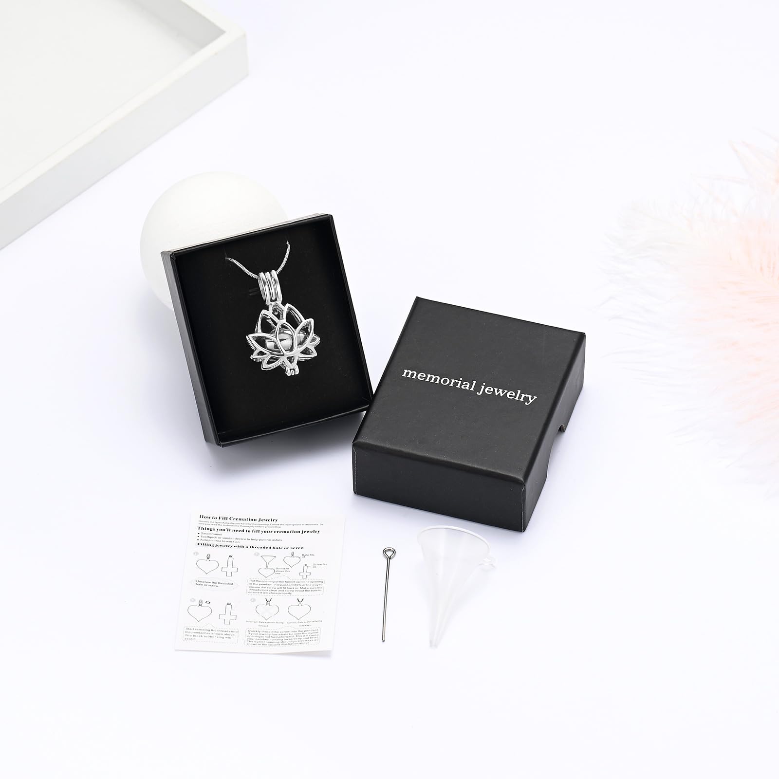 Memorial Ashes Pendant Necklace - Lotus Urn Cremation Jewelry for Women & Men | Keepsake Urn for Ashes | Perfect for Honoring Loved Ones at Memorials, Funerals & Special Occasions