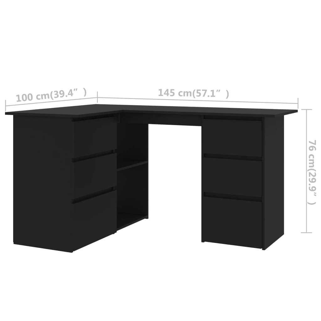 Industrial L-Shaped Corner Computer Desk 57.1