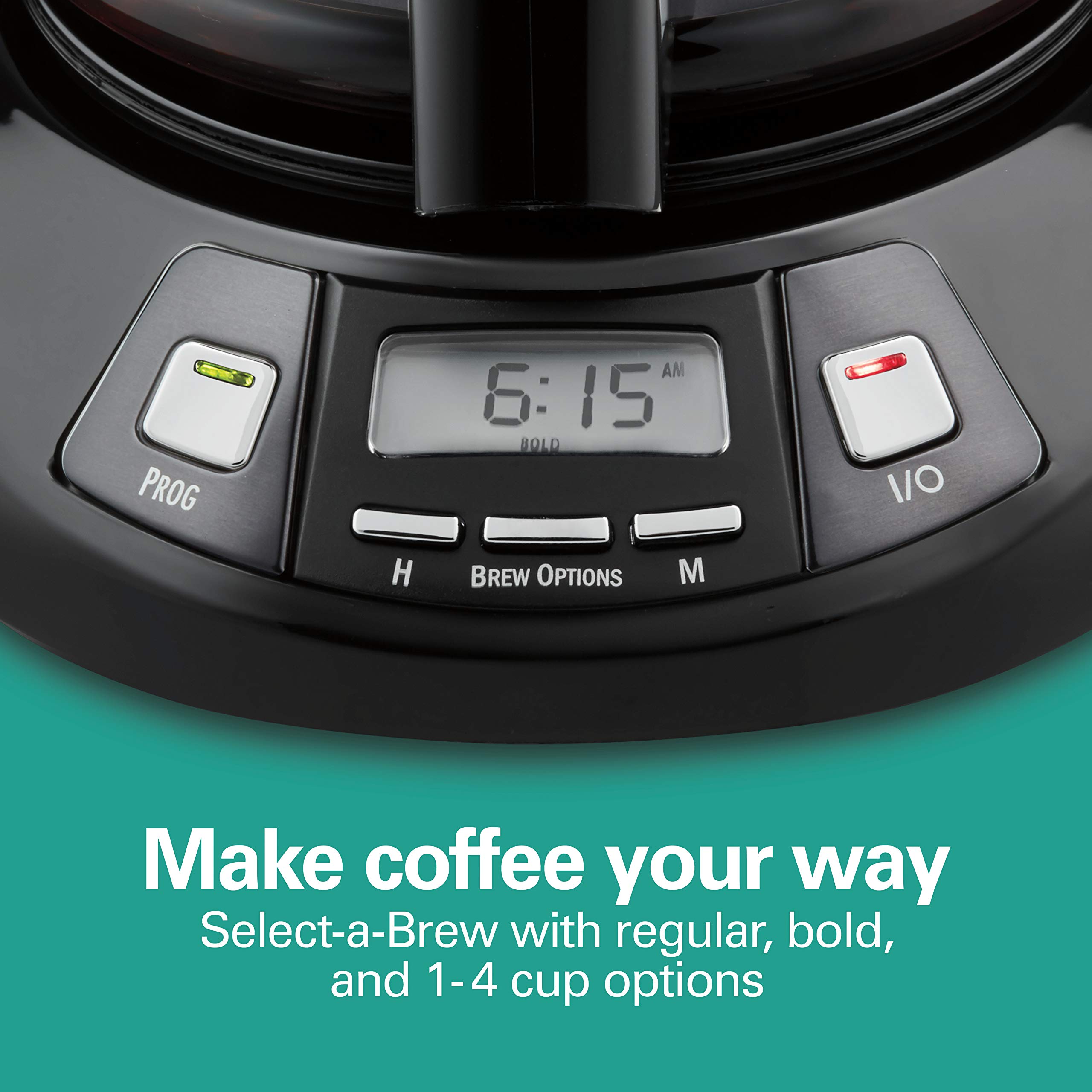Hamilton Beach 12 Cup Programmable Drip Coffee Maker - Black Stainless Steel with 3 Brew Options, Glass Carafe & Auto Pause & Pour (Model 46293) | Perfect for Home, Office & Entertaining Guests