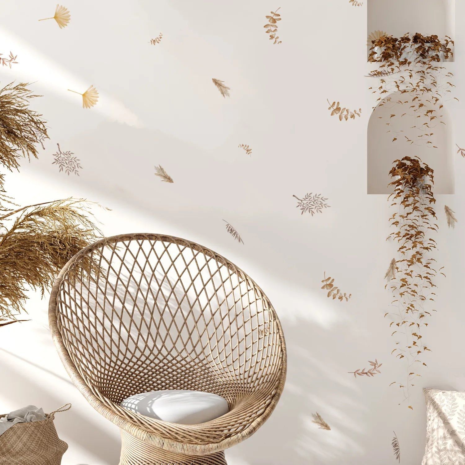 Boho Creative Leaves Wall Sticker - Nursery Decoration for Kids Room | Self-Adhesive Removable Wall Art for Baby Girl & Boy Bedroom, Playroom, Daycare (Set of 12) - Perfect for Nursery Themes, Birthday Parties & Home Decor