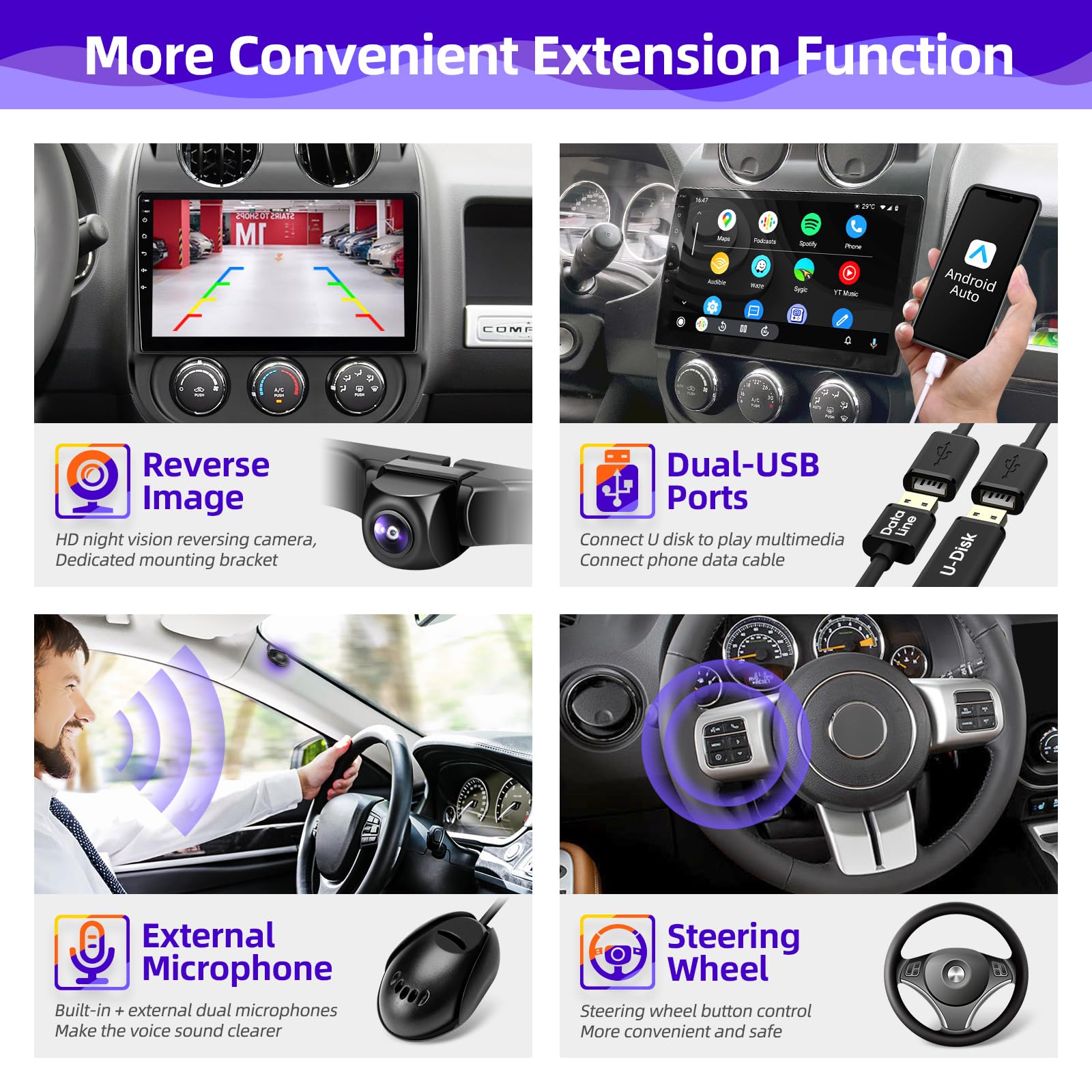 Upgrade Android Car Radio for Jeep Patriot & Compass 2010-2016 | Wireless CarPlay & Android Auto | 8-Core Touch Screen | Bluetooth GPS Navigation | FM/AM Stereo | Multimedia Player Head Unit | Perfect for Road Trips & Daily Commutes