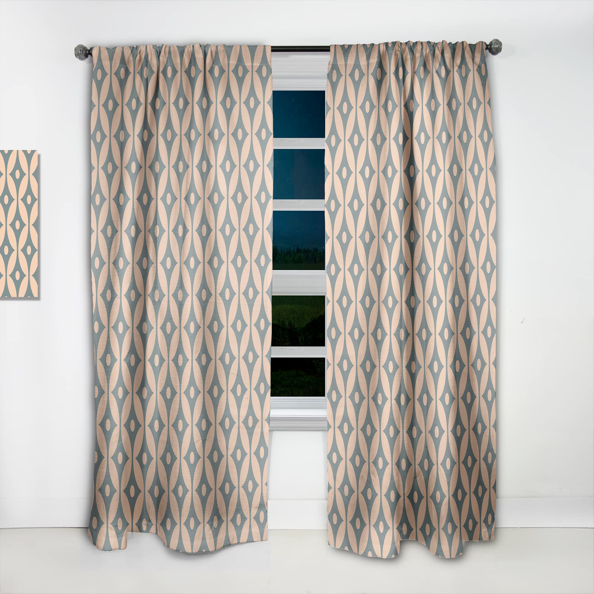 DesignQ Retro Abstract Pattern Thermal Insulated Curtains - Single Panel 52x120 Inches - Blackout Drapes for Bedroom & Living Room - Perfect for Home Decor, Privacy & Energy Efficiency