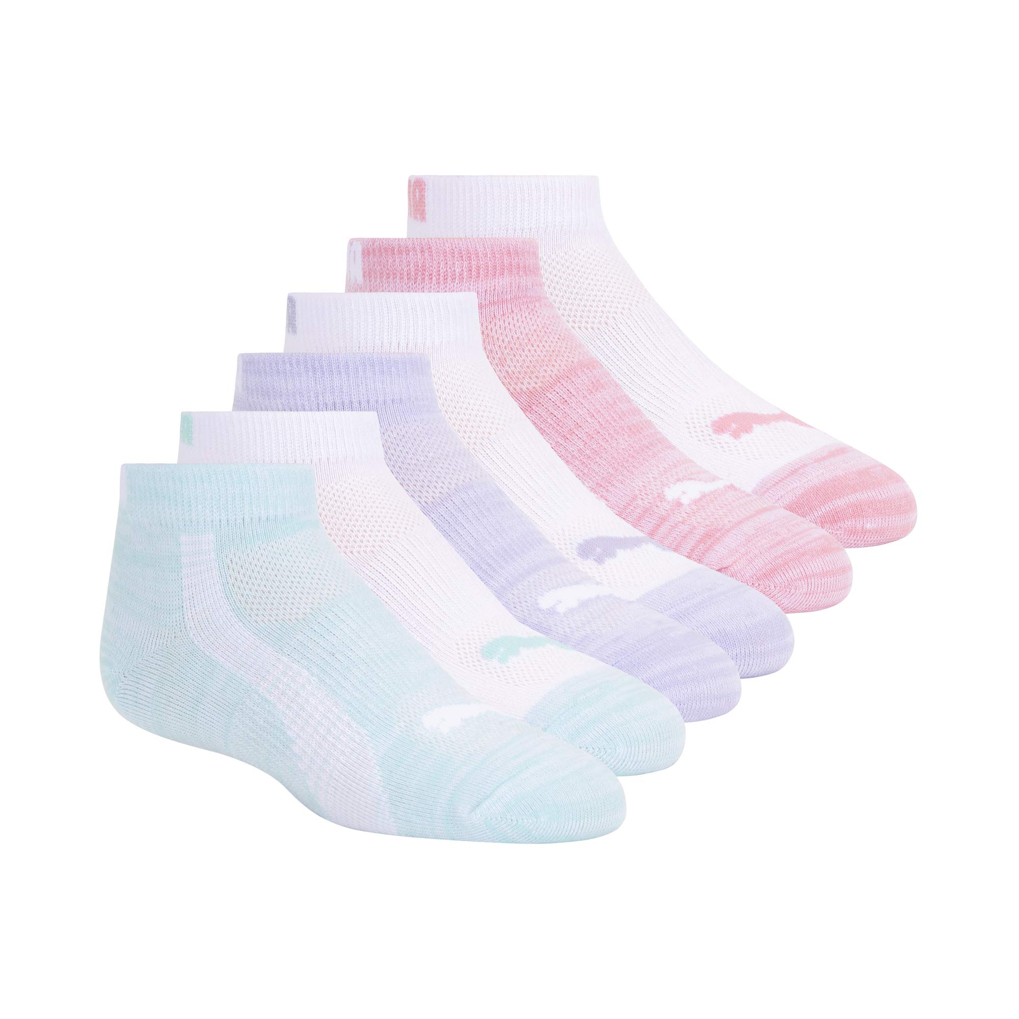 PUMA Kids' 6 Pack Low Cut Athletic Socks - Breathable Cotton Blend for School, Sports & Everyday Wear