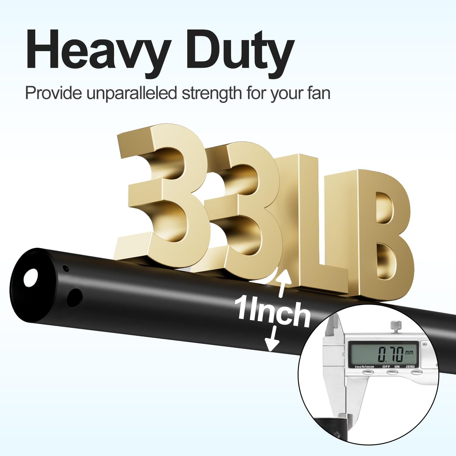 12 Inch Ceiling Fan Downrod with Extended Wires - Universal Extension Rod for Most Ceiling Fans (Black) - Perfect for High Ceilings, Vaulted Rooms & Outdoor Patios