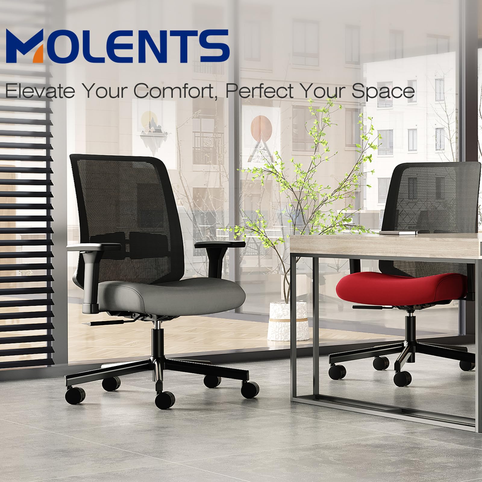Ergonomic Office Chair with Adjustable Lumbar Support & 3D Armrests - Breathable Mesh Computer Desk Chair with Tilt Function, Wide Seat & Swivel Base - Perfect Executive Task Chair for Home Office, Gaming & Corporate Workspaces