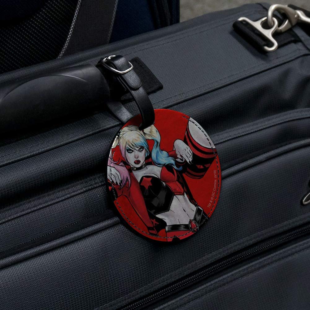 Harley Quinn Character Round Leather Luggage Tag - Personalized Carry-On ID Tag for Suitcases, Bags & Backpacks - Perfect for Travel, Business Trips & Vacation Identification