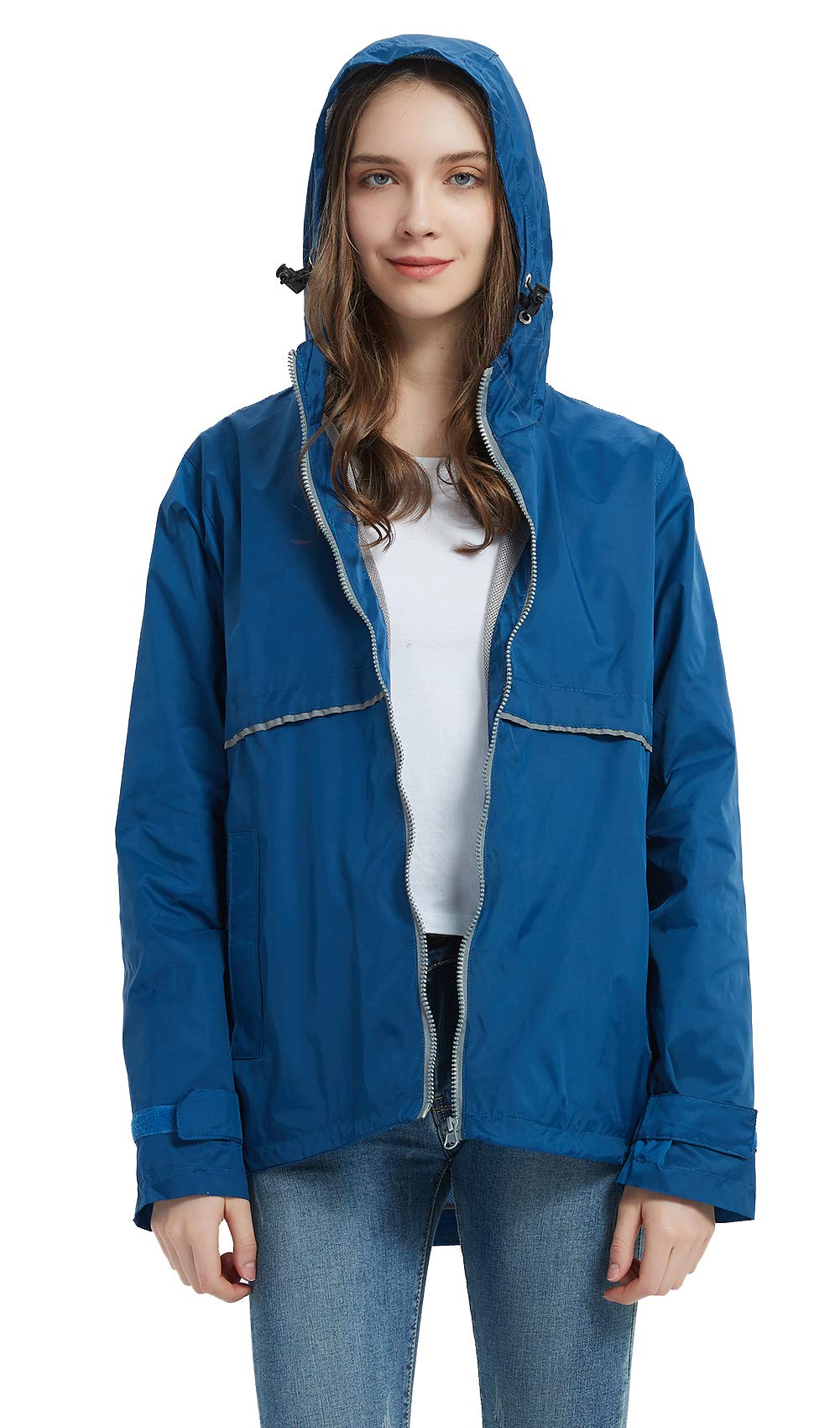 SUNDAY ROSE Women's Lightweight Waterproof Rain Jacket with Hood - Windproof Windbreaker for Hiking, Commuting & Outdoor Activities