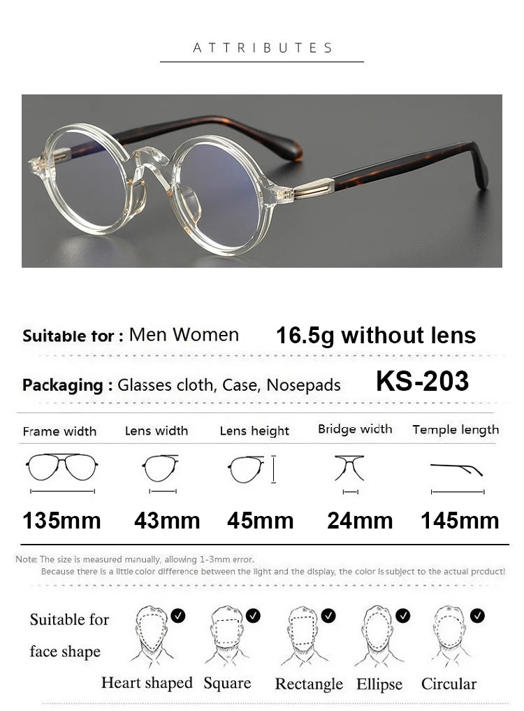 Aimee Women's Full Rim Round Titanium Acetate Eyeglasses 84203 - Lightweight & Durable Frame for Reading, Work & Everyday Use
