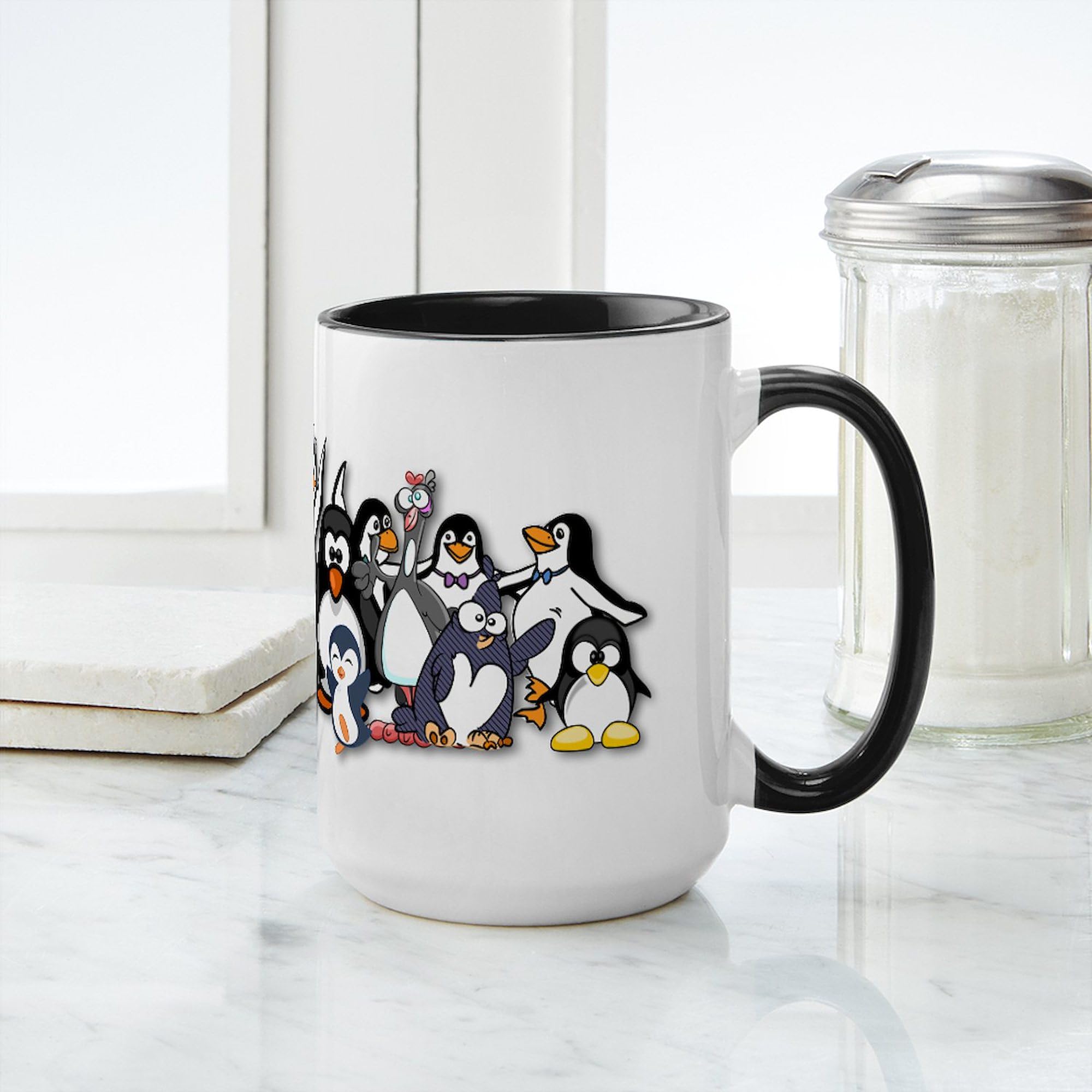 Penguins Ceramic Coffee Mug 15 oz (444 ml) - Insulated Hot & Cold Drink Cup for Tea, Coffee, Hot Chocolate - Perfect for Home, Office, Gifts, Holidays