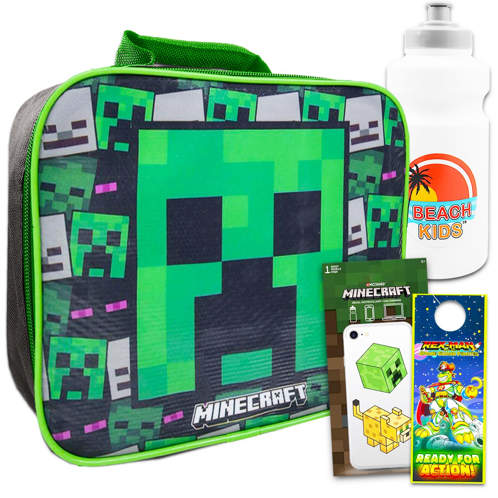 Minecraft School Supplies Set for Kids - 6 Piece Bundle with Lunch Box, Water Bottle, Stickers & More | Perfect for School, Camp & Outdoor Activities